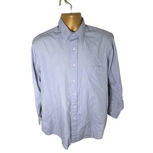 Vtg 80s Carl Michaels Dress Shirt Single Needle Tailored Cotton Blend Blue 16